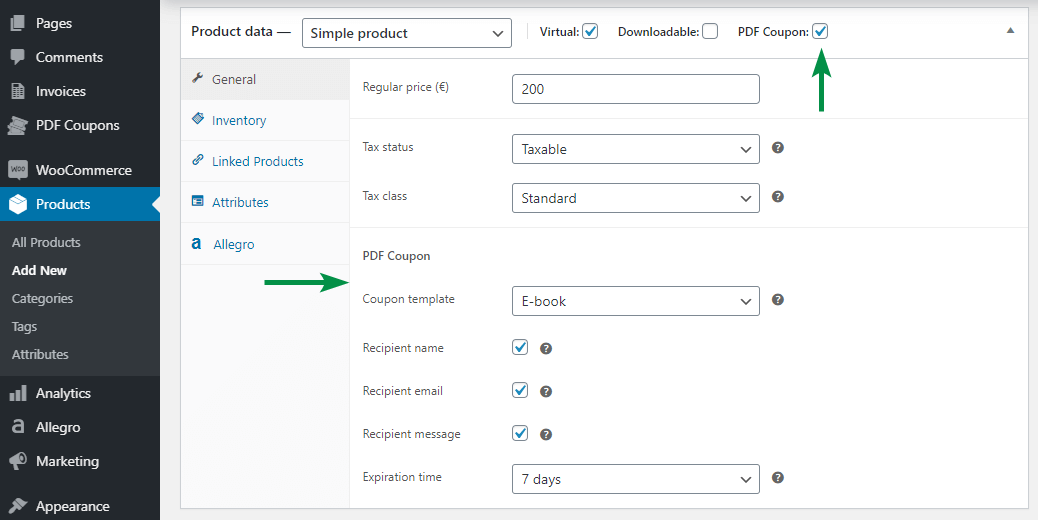 Edytuj karty podarunkowe PDF produktów w WooCommerce