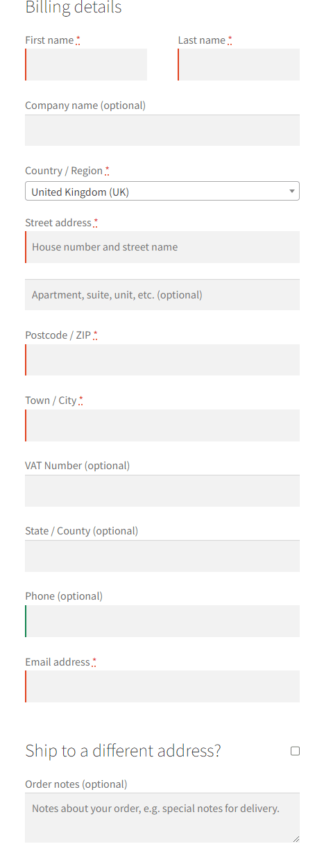 Página de pago predeterminada en WooCommerce