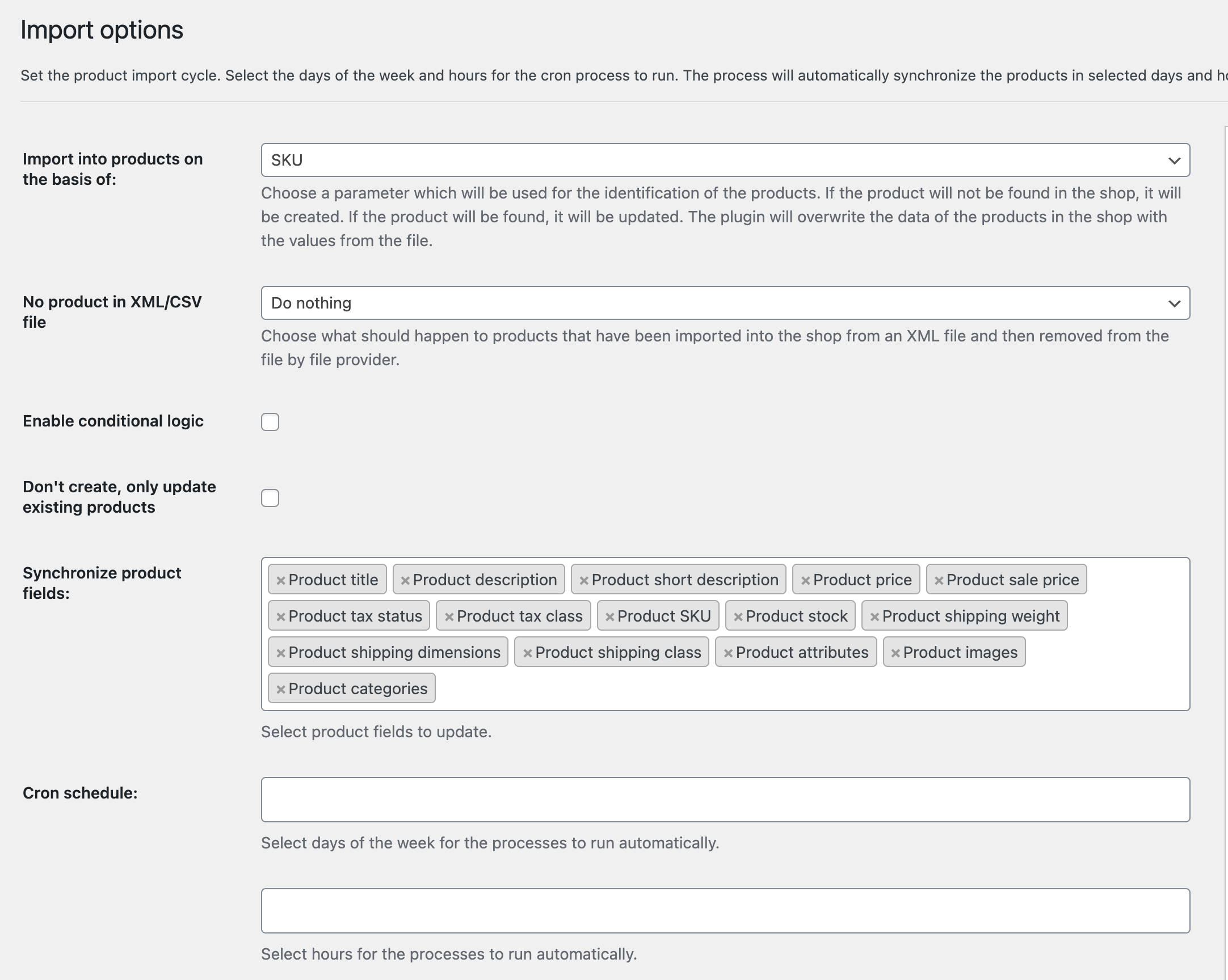 Dropshipping XML WooCommerce opciones de complemento