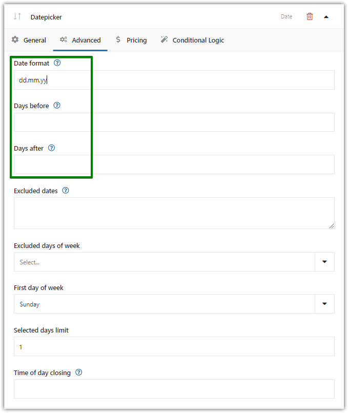 Complemento selector de fechas de WooCommerce