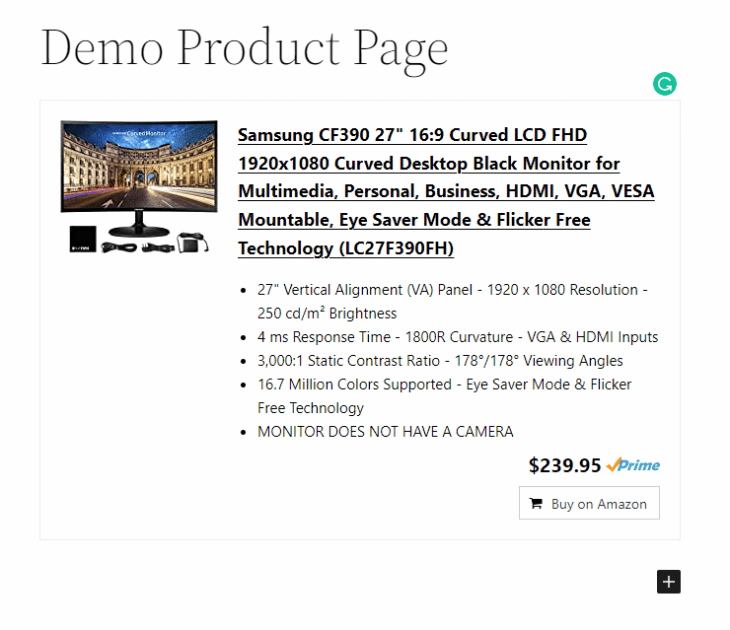 demostración de caja de un solo producto