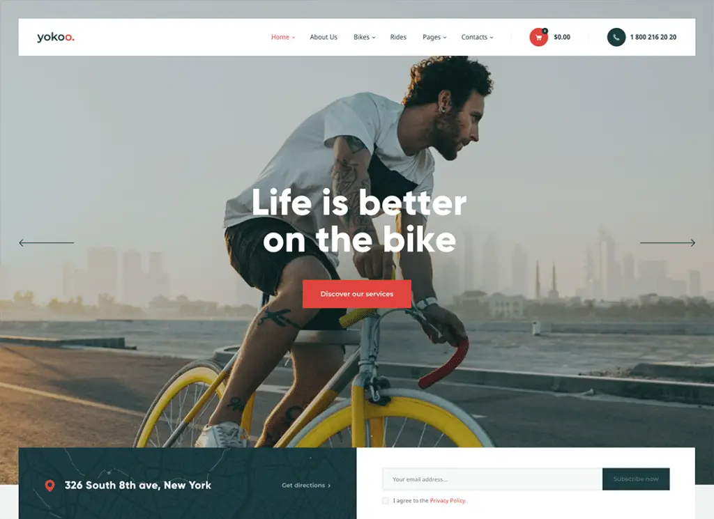 Yokoo - Thème WordPress pour magasin de vélos et location de vélos