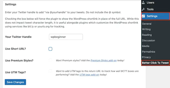 Configuring the Better Click to Tweet WordPress plugin