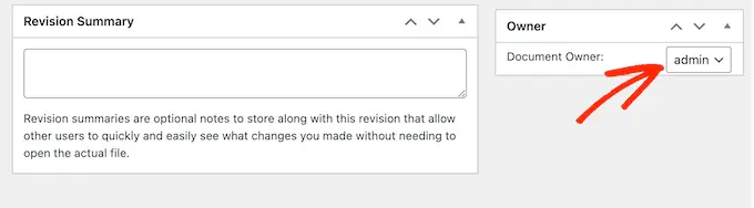 Cambiar el propietario de un documento en el área de administración de WordPress
