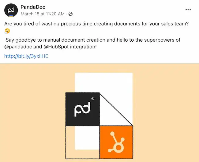 商业 Facebook 帖子创意：PandaDoc