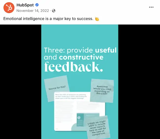 Facebook 商业帖子创意：HubSpot