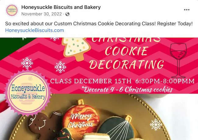 Facebook 帖子创意：Honeysuckle Biscuits and Bakery