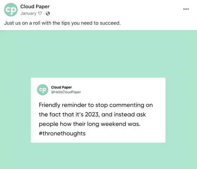 Facebook 帖子创意：Cloud Paper