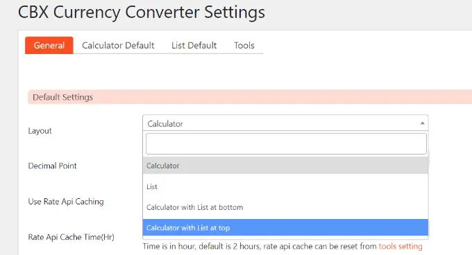 Layout of currency converter