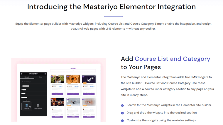 Integrasi Elementor - Ulasan Masteriyo