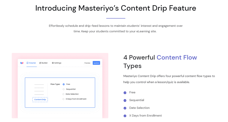 Fitur Content Drip - Review Masteriyo