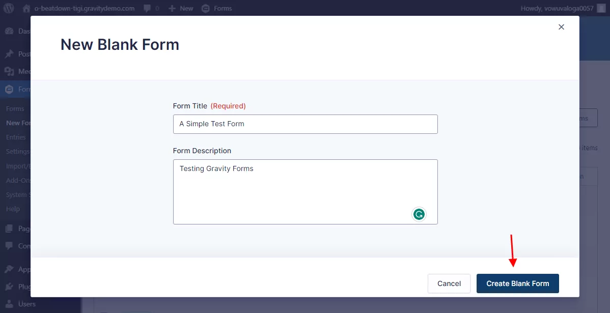 cara membuat blank form di gravity forms