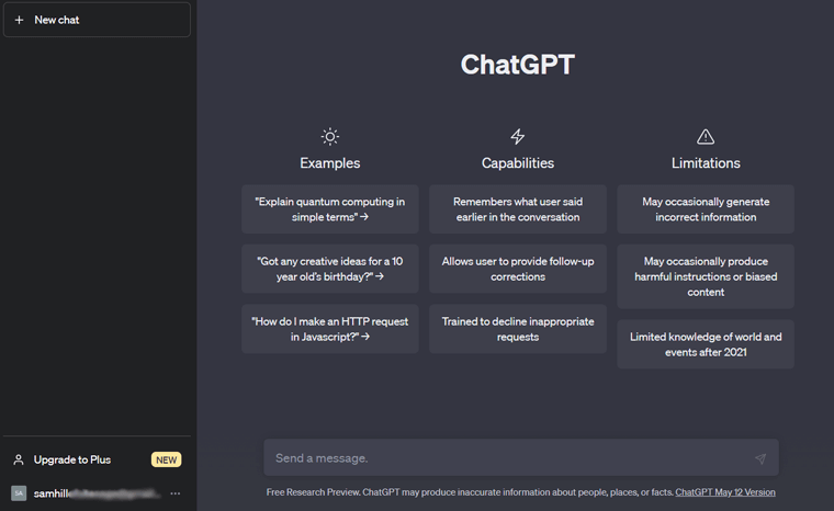 Antarmuka Pengguna ChatGPT