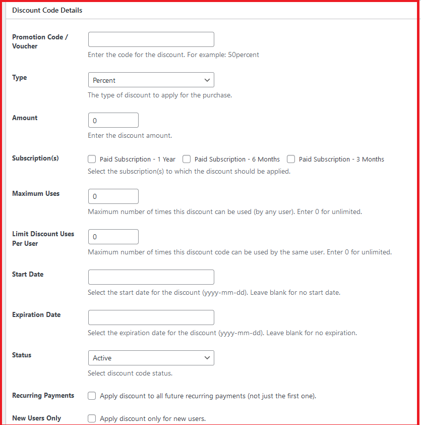 Halaman manajemen kupon WooCommerce di PMS