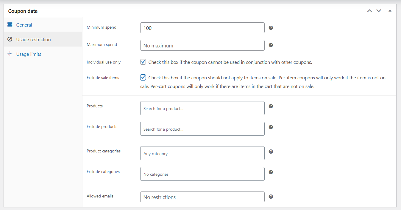 Periksa batasan dan batasan kupon WooCommerce