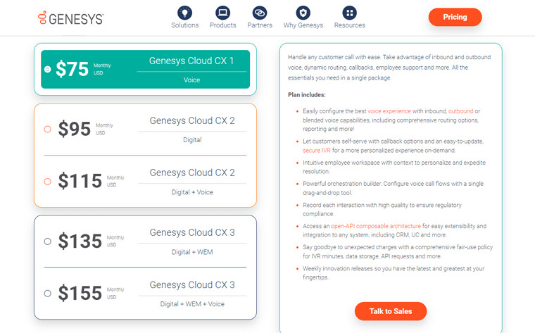 Planuri de prețuri Genesys