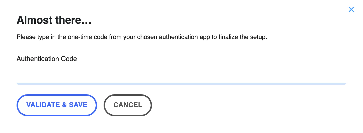 您必須驗證代碼才能完成 WP 2FA 設置。