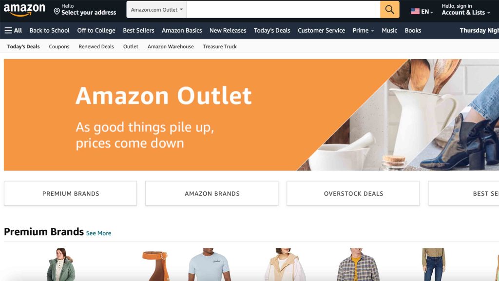 Example: Amazon Outlet's discounts on overstocked products