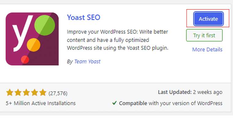 Yoast SEO Eklentisini Etkinleştirin - Kişisel Web Sitesi Nasıl Oluşturulur