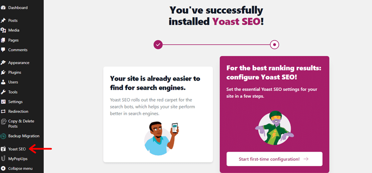 Нажмите Yoast SEO Option - Как создать персональный сайт