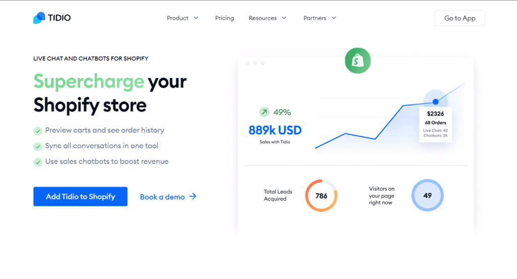 تيدو الدردشة الحية مع Shopify