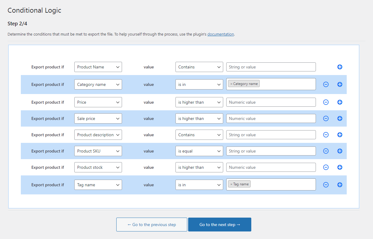 Lógica condicional para la exportación de productos en WooCommerce