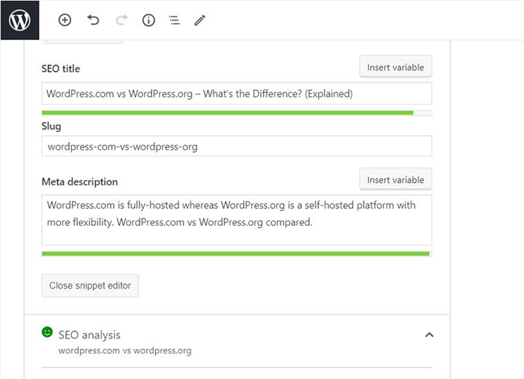 Edición del título y la descripción de la publicación con el complemento Yoast SEO