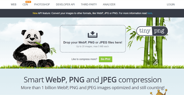 画像を最適化する TinyPNG Web サイトの例 - ディレクトリ Web サイトの作成
