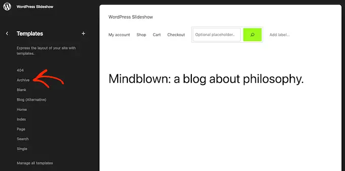 Anpassen der Archivvorlage mit dem blockbasierten FSE-Editor von WordPress