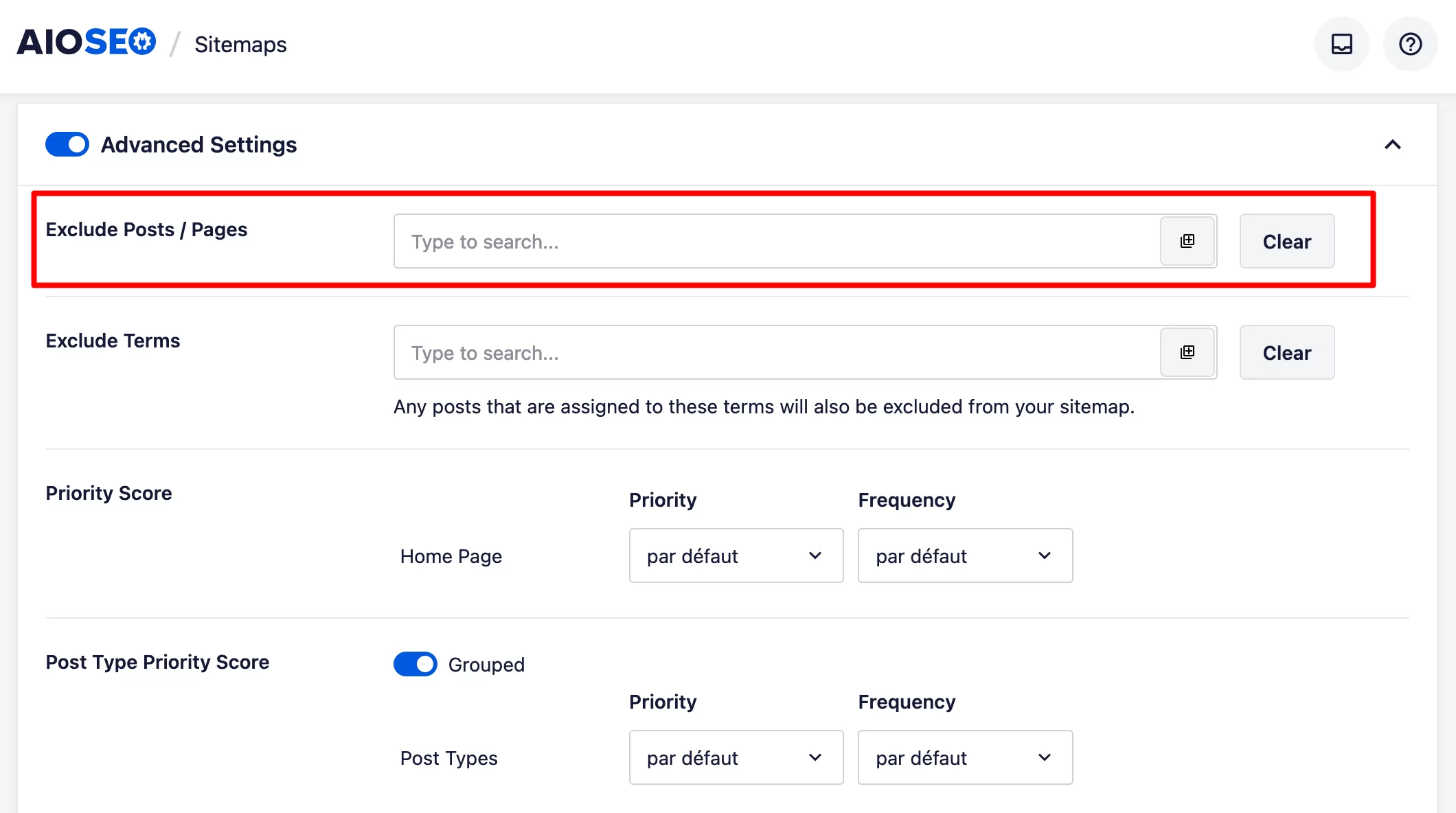 Mit AIOSEO können Sie bestimmte Beiträge und Seiten aus Ihrer Sitemap ausschließen.