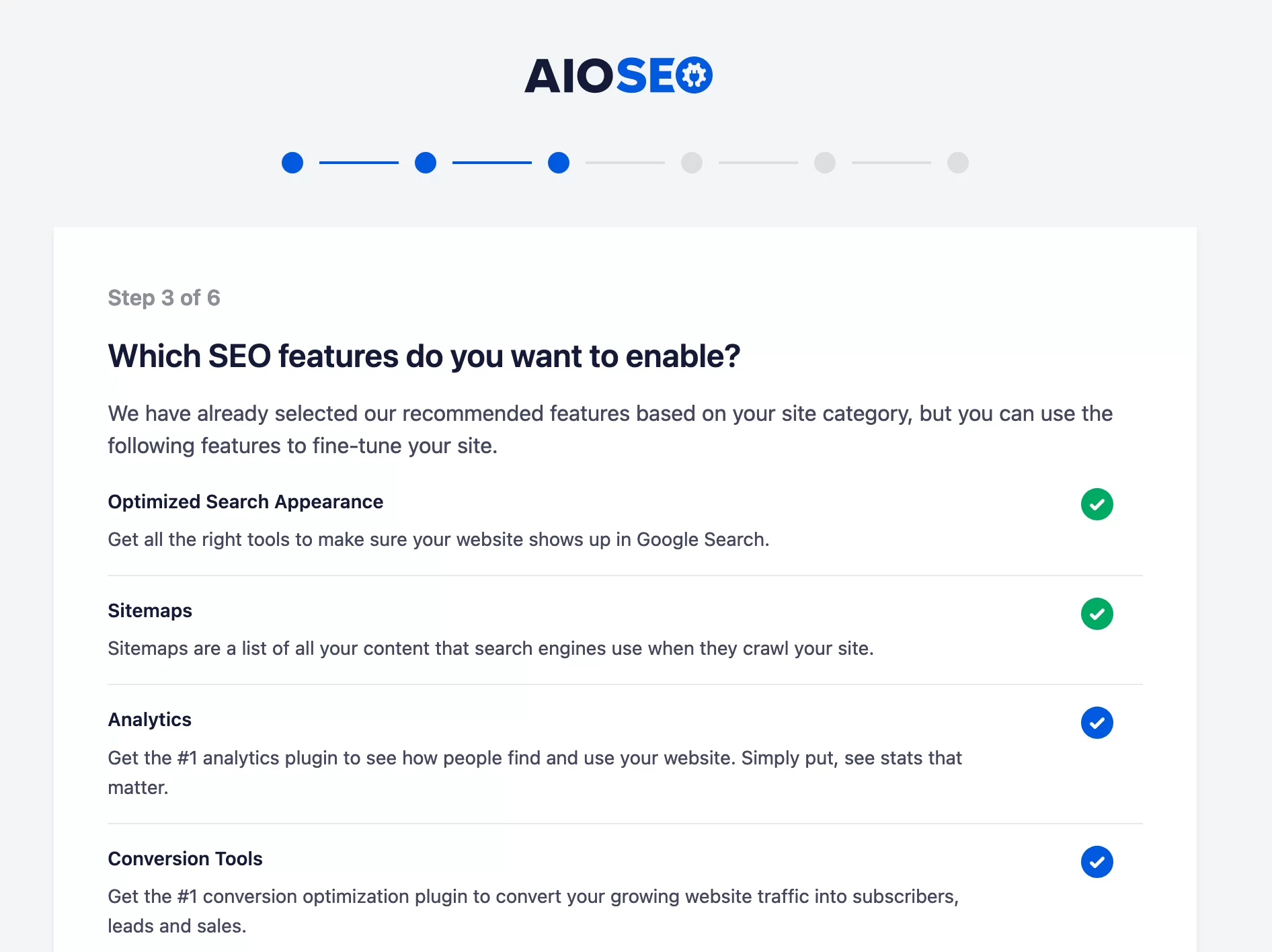 All in One SEO propose un assistant d'installation pour vous guider tout au long du processus d'installation.