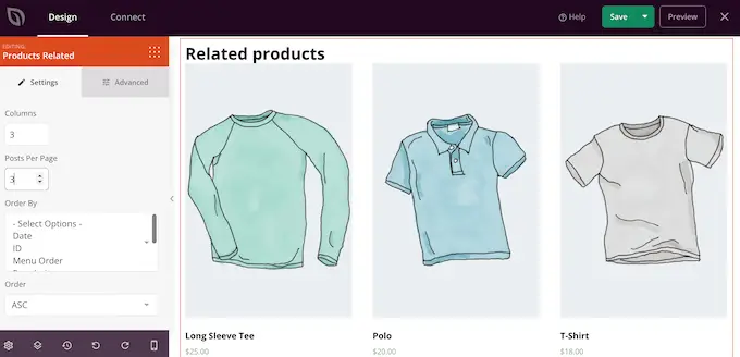 Showing related products on a custom WooCommerce page design