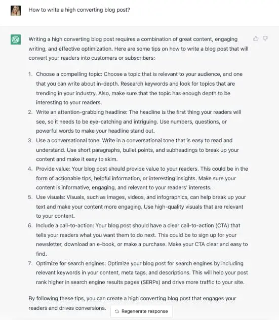 ChatGPT How-To Esempio; come scrivere un post sul blog ad alta conversione?