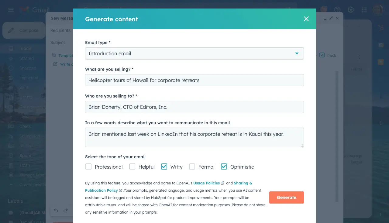 chatspot hubspot CRM conversazionale bot