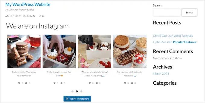 An example of an Instagram slider