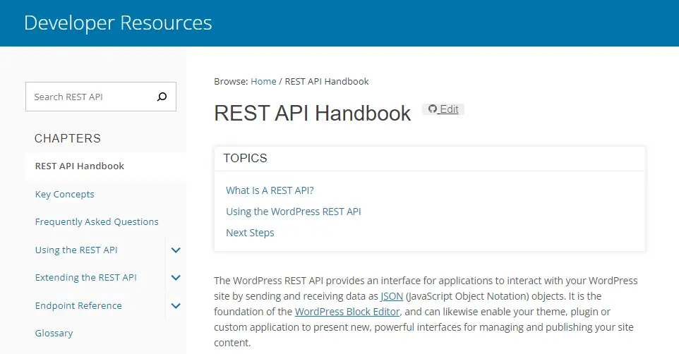 WordPress REST API 핸드북.