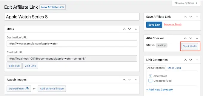 ヘルスチェックツールを使用して 404 エラーをチェックする