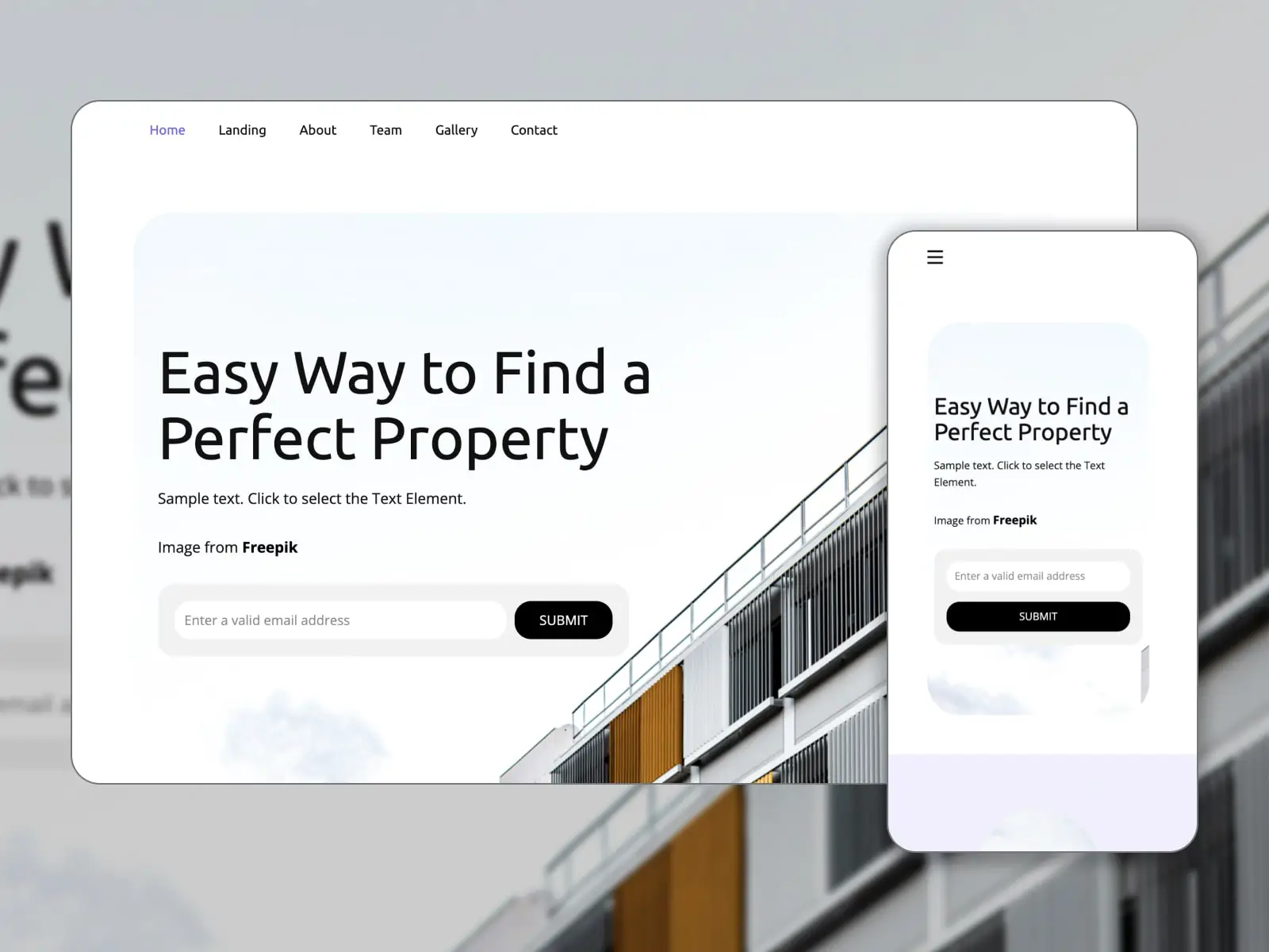 Бесплатный HTML-шаблон Collage of Property Management для сайтов по аренде недвижимости в сине-белых тонах.