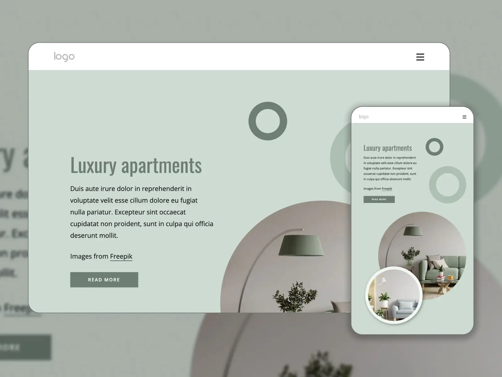 Colagem do modelo de reserva de apartamento em HTML gratuito Make Your Stay Memorable para sites nas cores verde-oliva, branco e cinza.