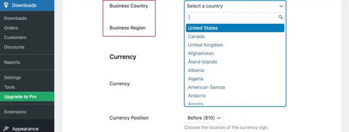 Configuração de downloads digitais fáceis Selecione um país