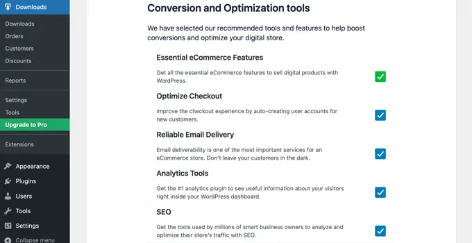 Fácil configuración de descargas digitales Herramientas de conversión y optimización