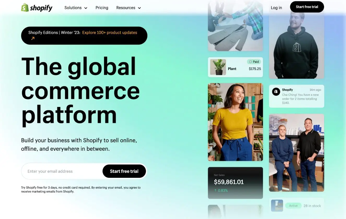 Pagina de pornire Shopify vs WooCommerce