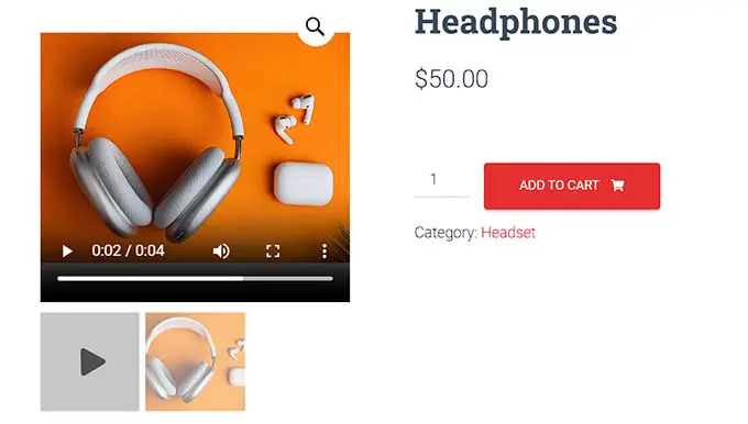 Headphone WooCommerce product video preview