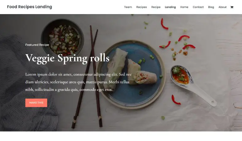 Plantilla de comida con tema de WordPress Divi