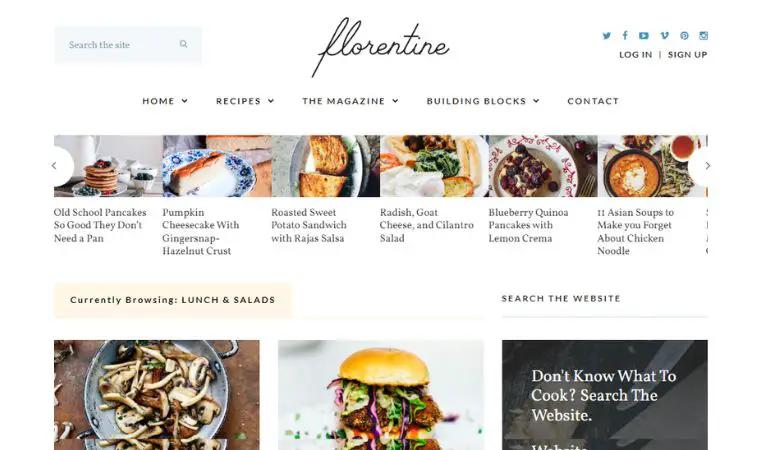 ธีม Florentine WordPress สำหรับบล็อกอาหาร