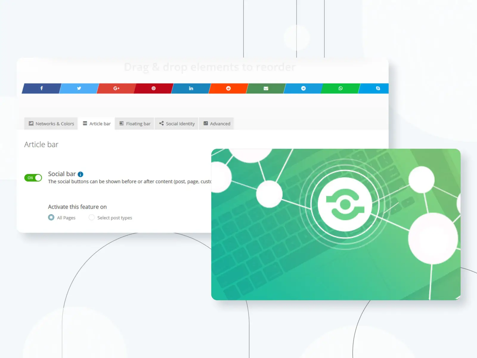 O plug-in de compartilhamento social Kiwi para WordPress.