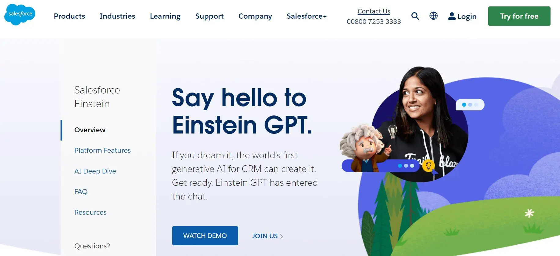 Salesforce Einstein 主頁。