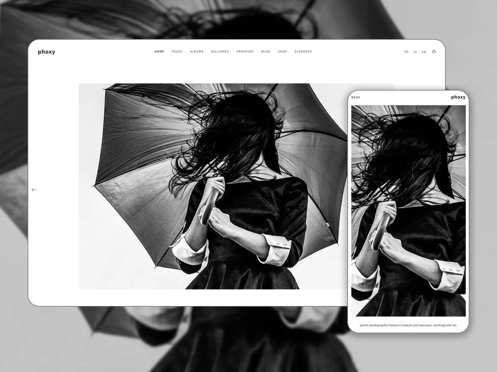 Tema Phoxy WordPress untuk fotografer.