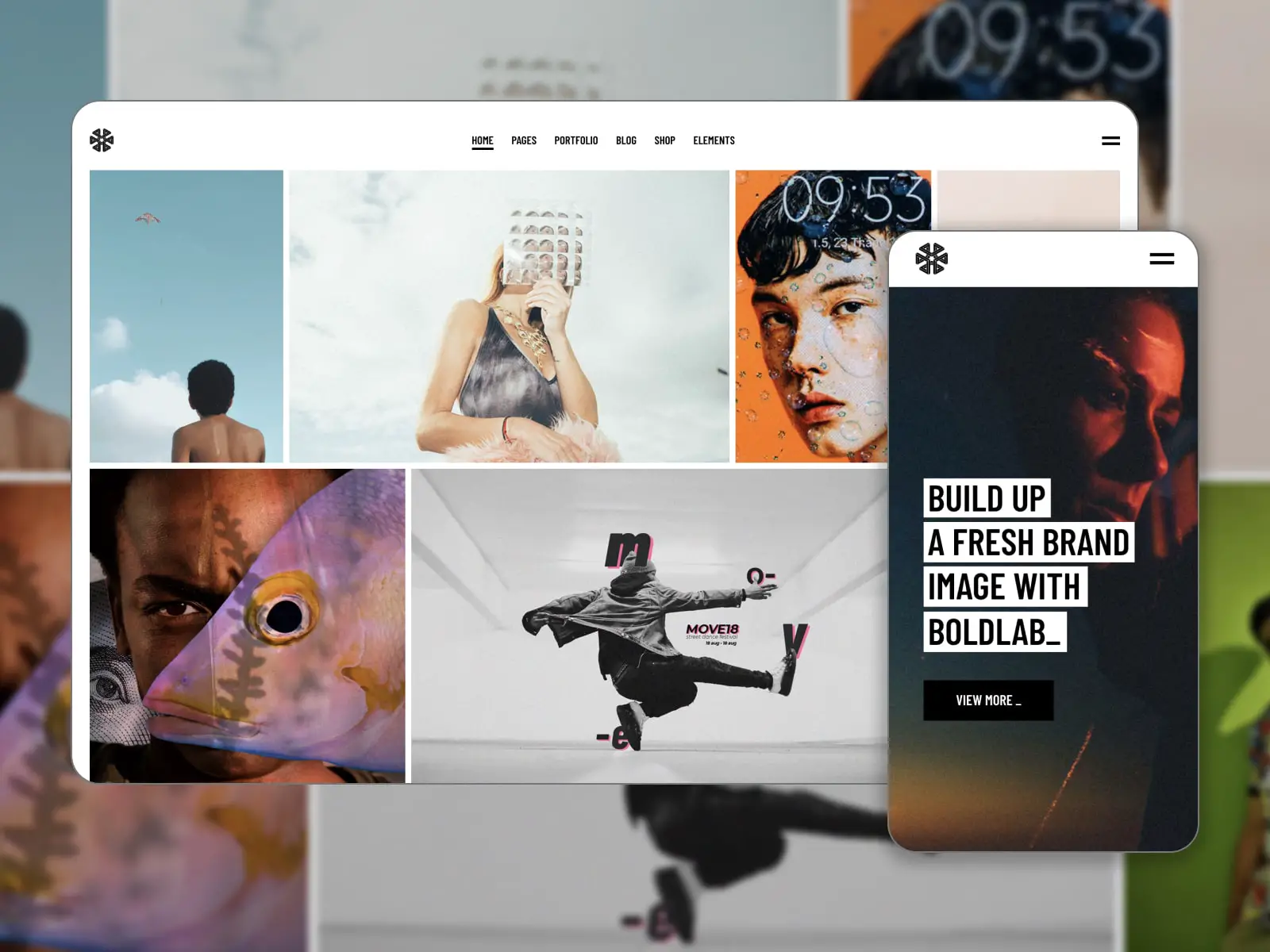 Tema WordPress Boldlab untuk banyak portofolio.