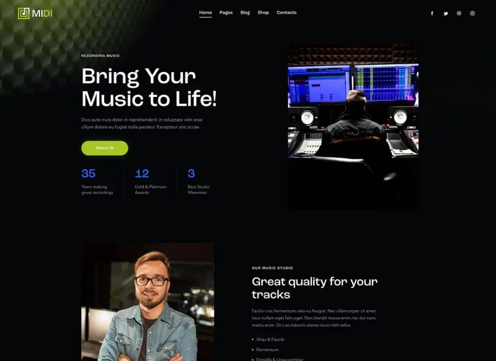 Midi | WordPress-Theme für Ton- und Musikproduktion